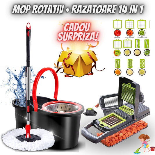 PACHET mop rotativ cu razatoare legume