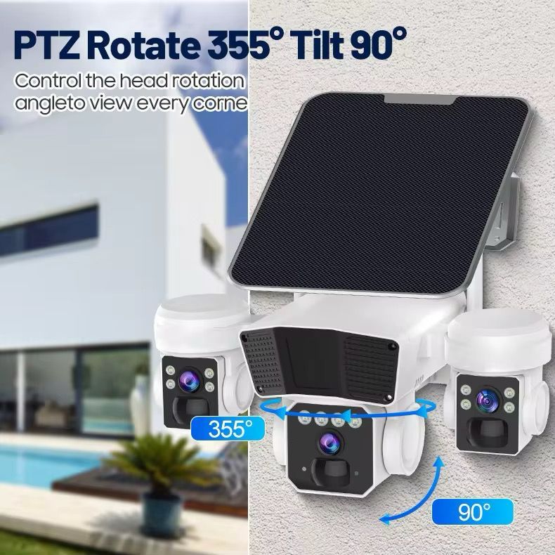 camera cu panou solar si trei lentile