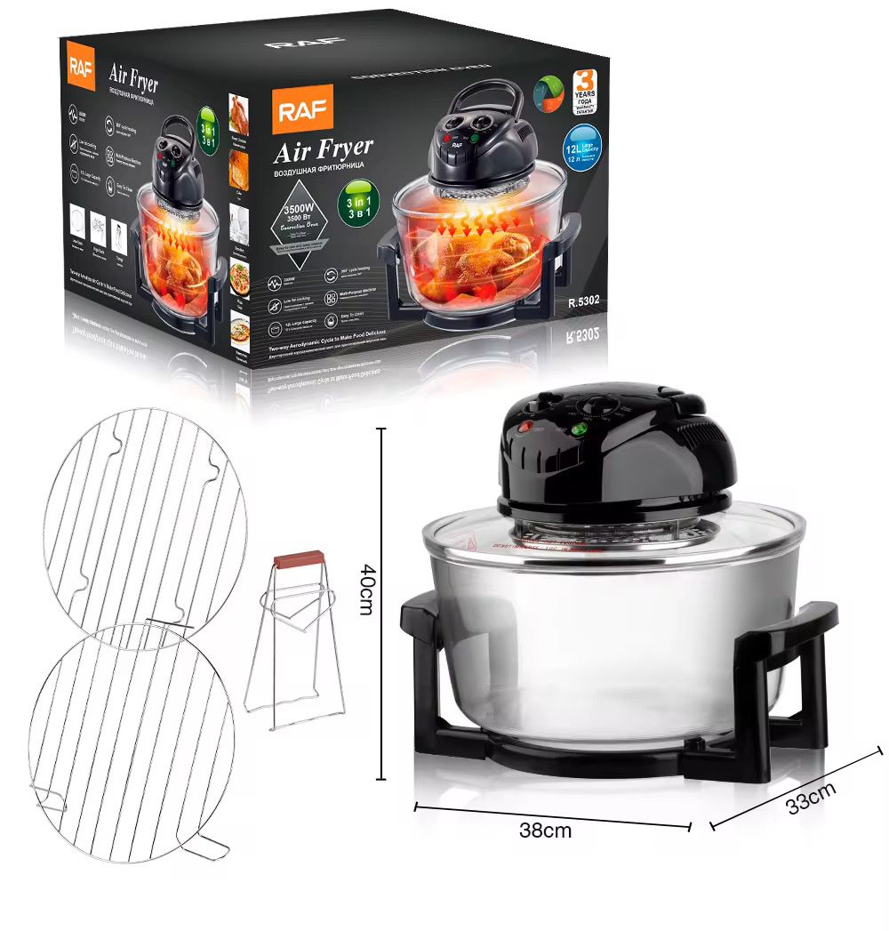 air fryer cu diverse accesorii