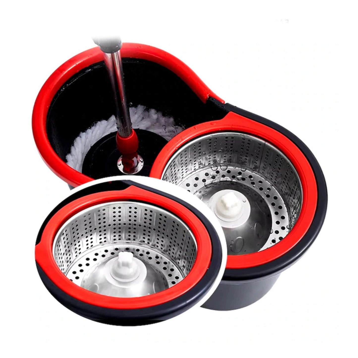 Mop Rotativ cu Galeata - 3 in 1, Cuva Inox, 8L, Coada Reglabila, Material Premium - Orice Suprafata, Textil Calitate Superioara - Fara Urme sau Zgarieturi