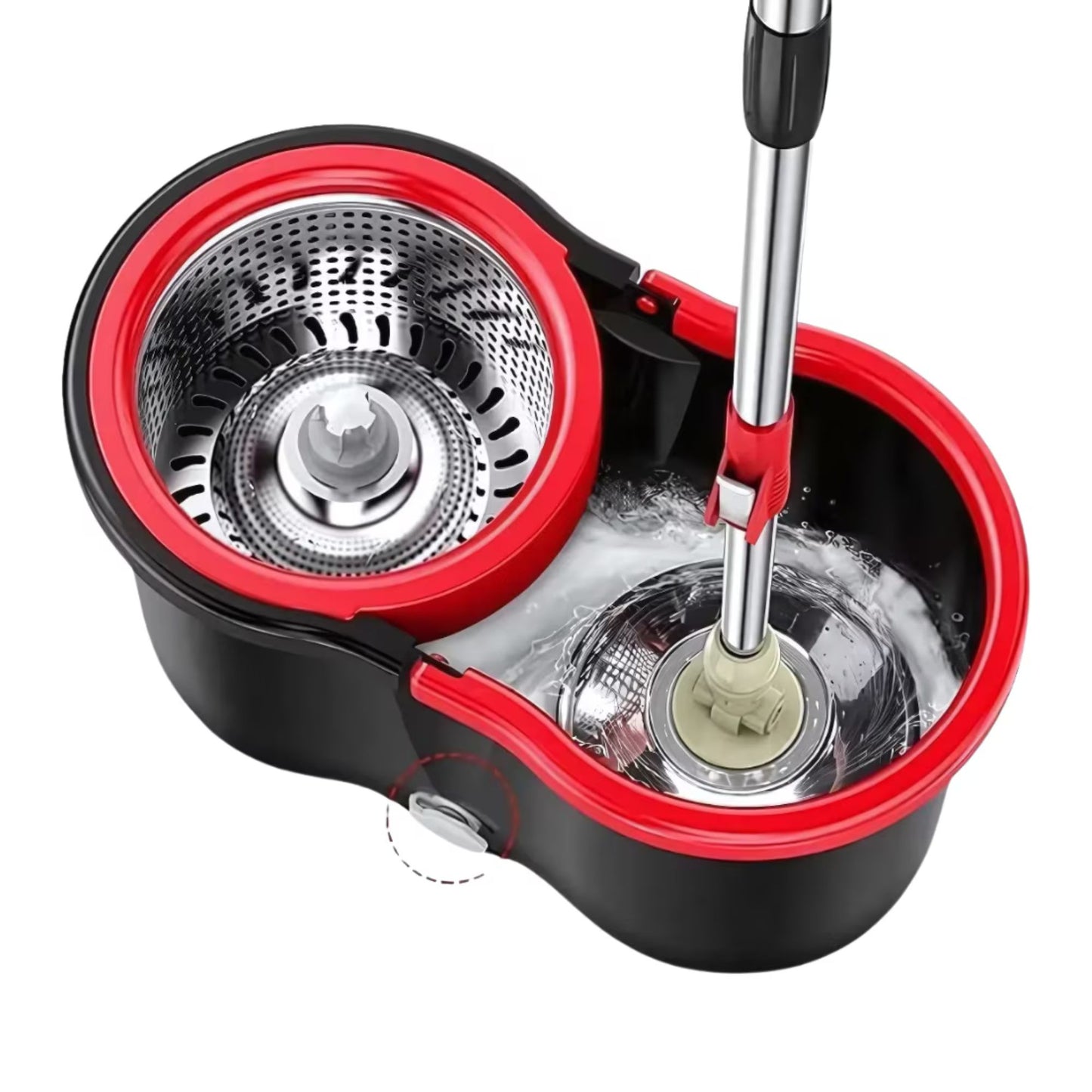 Mop Rotativ cu Galeata - 3 in 1, Cuva Inox, 8L, Coada Reglabila, Material Premium - Orice Suprafata, Textil Calitate Superioara - Fara Urme sau Zgarieturi