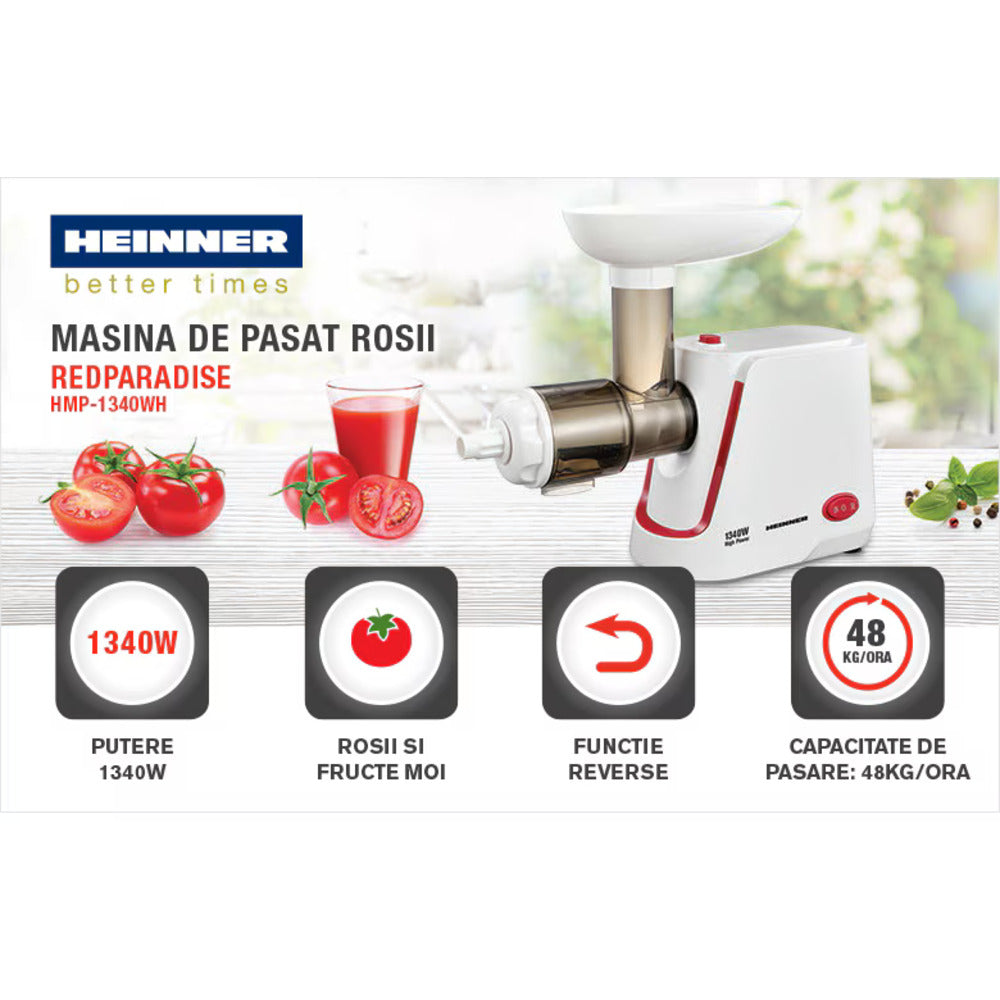 Masina Electrica de Tocat / Pasat Rosii Bulion, Fructe - Heinner HMP-1340W