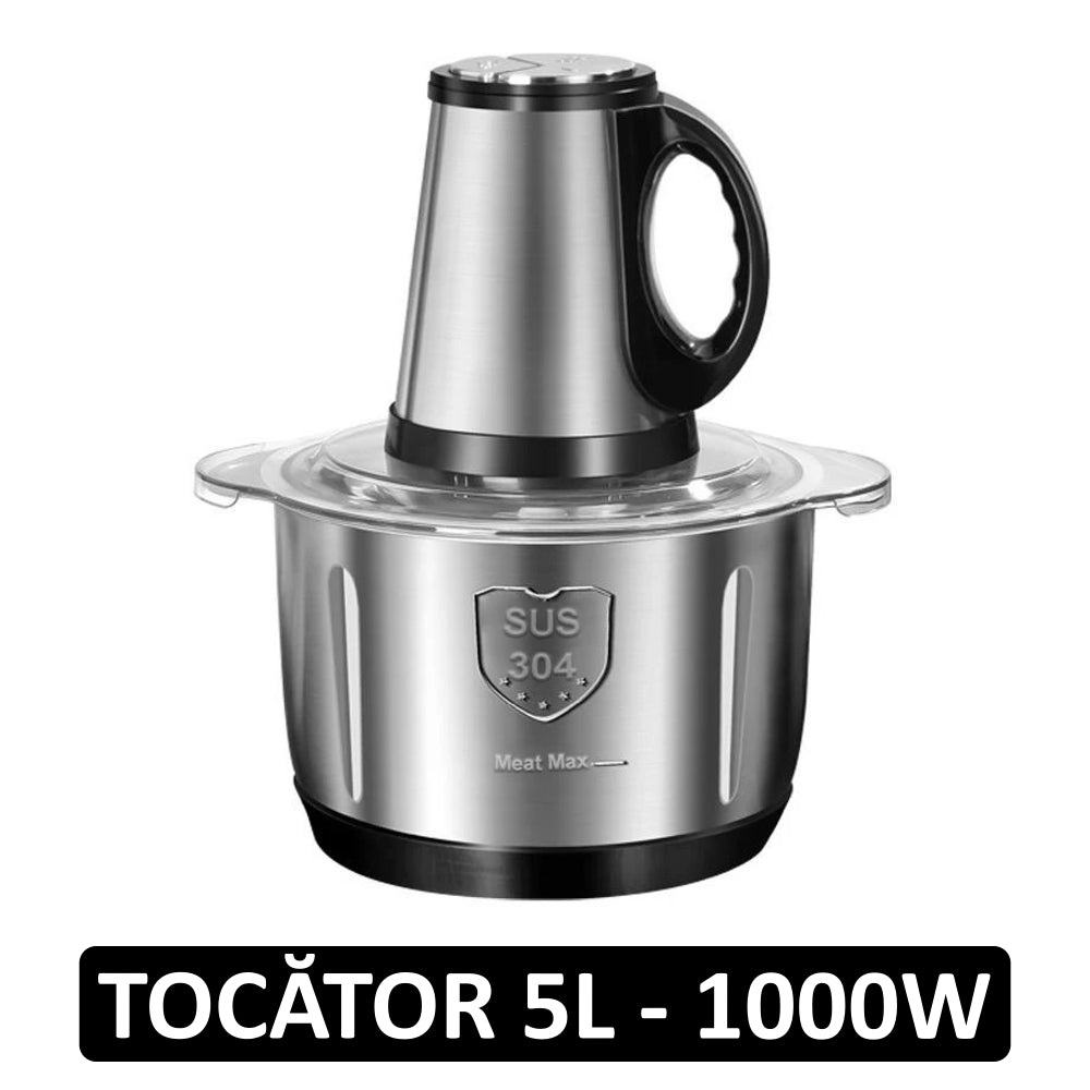 Tocator Electric Profesional - 5L Inox, 1000W, Carne, Legume, Fructe ...