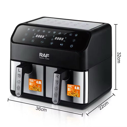 AirFryer Profesional RAF - 8L, 2000W, 2 Cuve, 10 Programe, Cu Aer Cald, Fara Ulei, R 5292