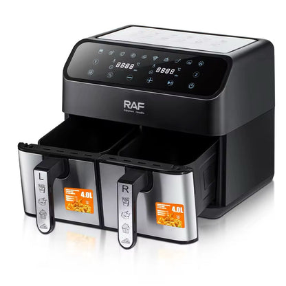 AirFryer Profesional RAF - 8L, 2000W, 2 Cuve, 10 Programe, Cu Aer Cald, Fara Ulei, R 5292