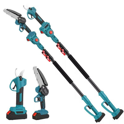 Set Foarfeca de Gradina si Mini Drujba Profesionala - 2 Acumulatori 48V, Lama 16 cm, Brat Telescopic 2.13 m