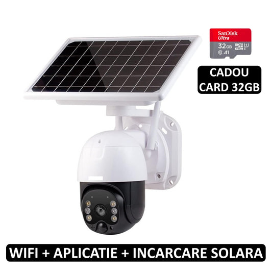 Camera de Supraveghere Exterior - Cartela SIM - (4G) sau WIFI - Video 1080HD, Incarcare Solara, Vedere Nocturna