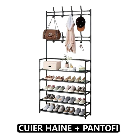 Cuier Haine cu Suport Pantofi - 5 Rafturi - 80cm