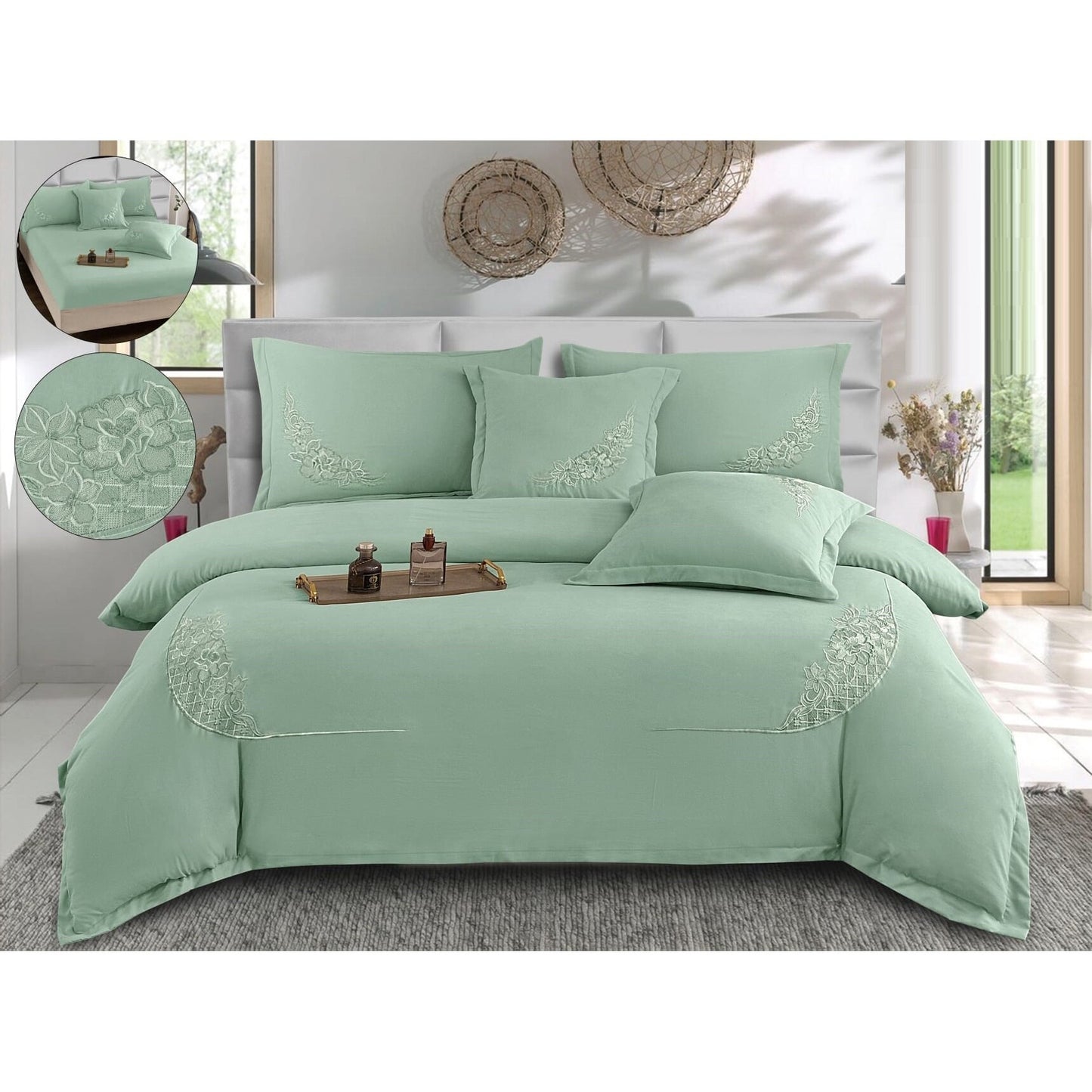 Lenjerie Pat Bumbac Cu Broderie