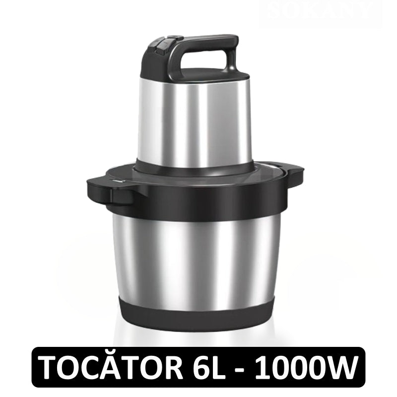 Tocator Electric Profesional - 6L Inox, 1200W, 4 Lame, Carne, Rosii si ...
